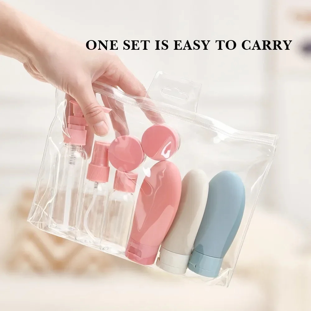 

Travel Refillable Bottle Set Nordic Style Portable Empty Container Cosmetic Silicone Lotion Container Toner Spray Shampoo Cream