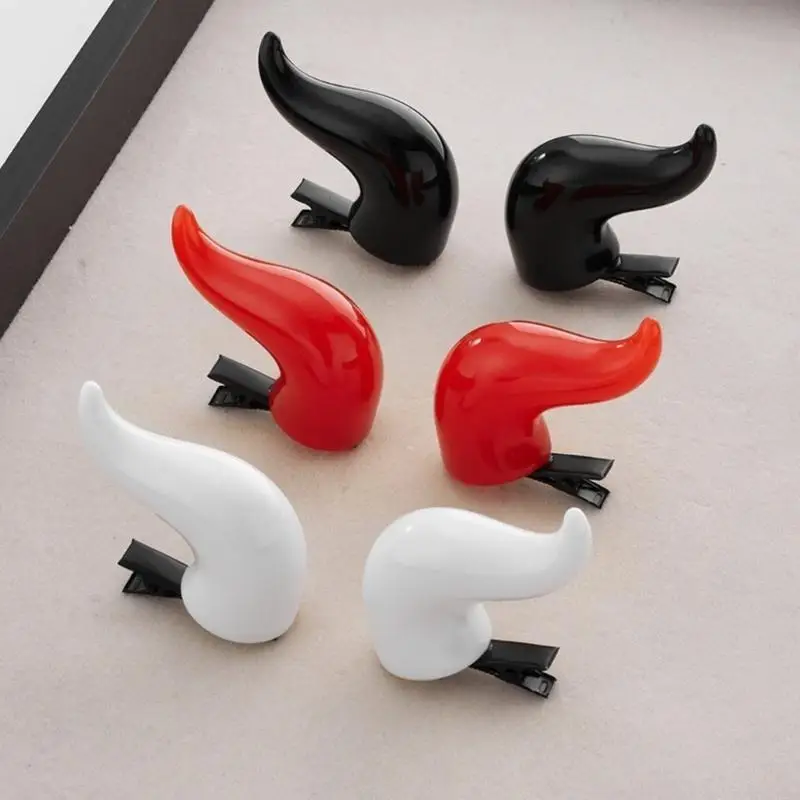 PXPBハロウィーンパーティーコスチュームホーンヘアクリップセットロールプレイゲームヘアバレットフェスティバルヘッドウェアデビルホーンアヒルクリップ2PCS