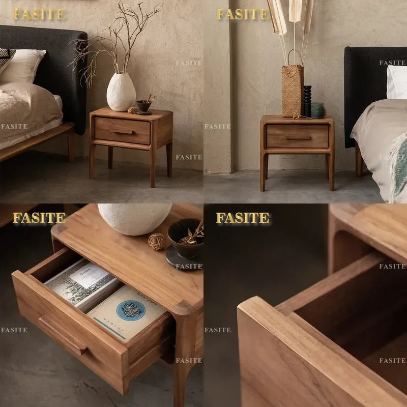 For Imported Teak Furniture Pure Solid Wood Bedside Table Household Master Bedroom Antique Exquisite Small Nightstand