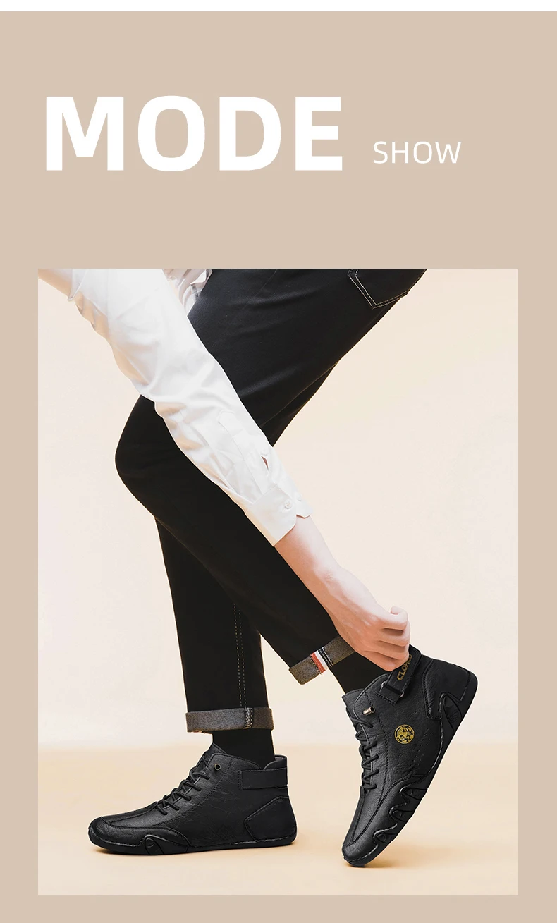 CLOHOO Hand-Sewn Soft-Soled Octopus Boot Men's Short Boots High-Top Leather Boots for Men