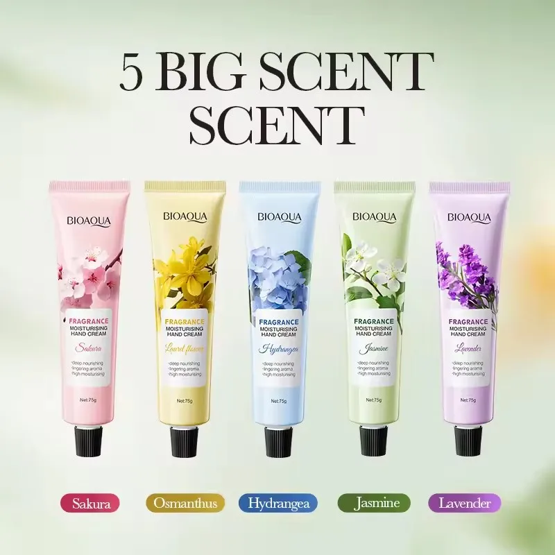 BIOAQUA Lavender Sakura Moisturizing Hand Cream Jasmine Moisturizing Nourishing Hydrating Hands Moisturizer Skin Care 5pcs/Set