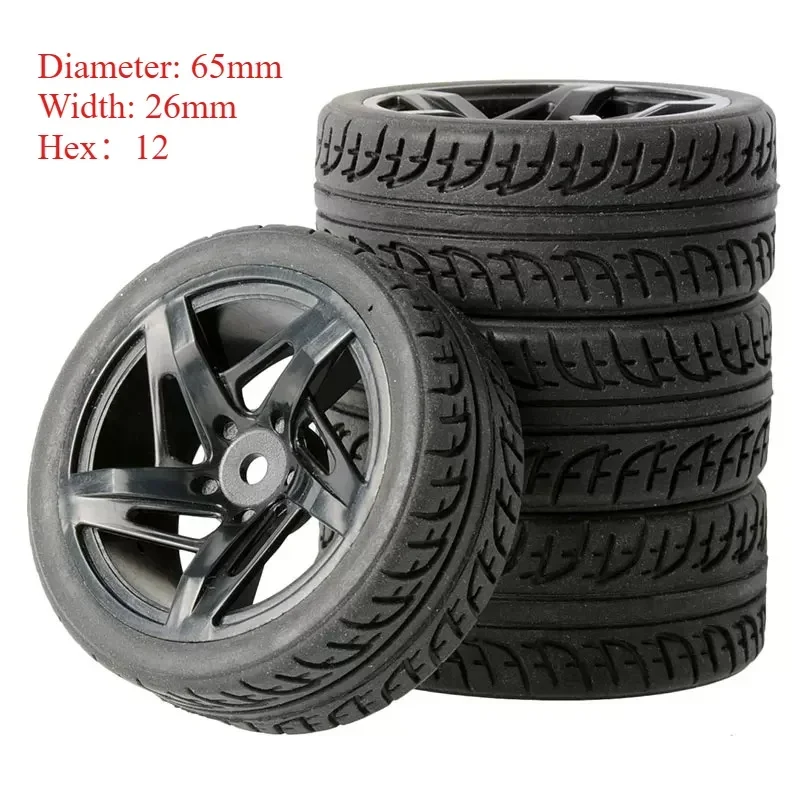 65MM 1/10 RC Racing Car Tires On Road Touring Drift Car Tyre Wheel for Tamiya TT01 TT02 XV01 TA06 PTG-2 HPI WR8 Kyosho HSP 94123