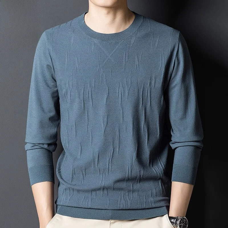 

Men's Long Sve T-irt Loose Fit round Ne Casual Trendy Base irt Autumn New Sle Youthful Polyester Blend