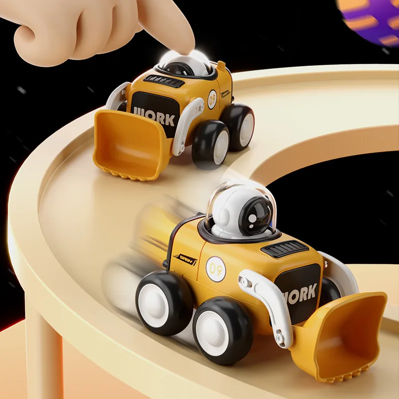 Press-and-Run Astronaut Engineering Vehicle with Whistle Moon Rover Bulldozer Gift for Boys Girls