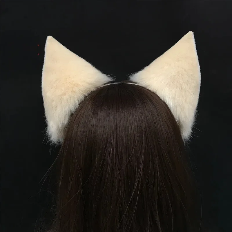 Anime Kawaii Fox Ears Hand Made Ear Lolita White Pink Headpiece Animal Ears Cosplay Head Band LOL Fox Headwear Girls Accessories