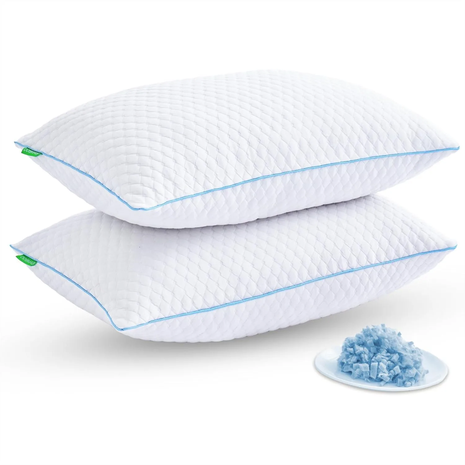 

Shredded Memory Foam Pillows for Sleeping 2 Pack - Cooling Bed Pillows Standard Size Set of 2 - Firm Pillow for Side and Back