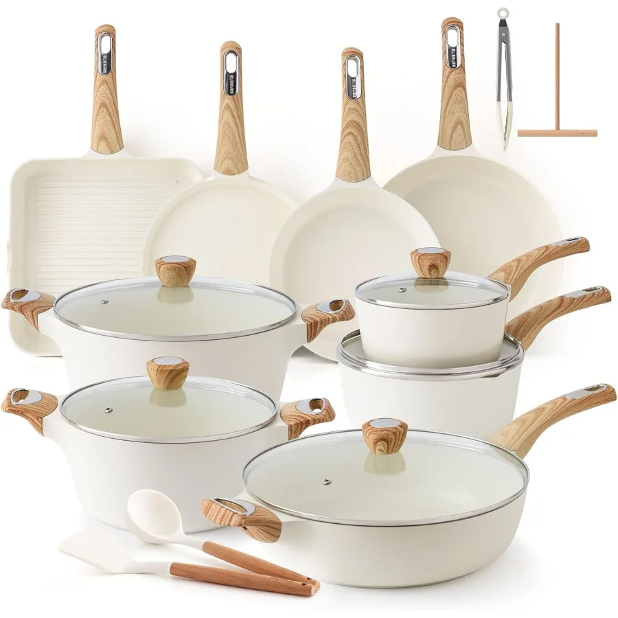 

SENSARTE Ceramic Cookware Sets Pots and Pans Set Non stick Non toxic Healthy Induction Cookware 26 Pcs Nonstick Kitchen Cooking