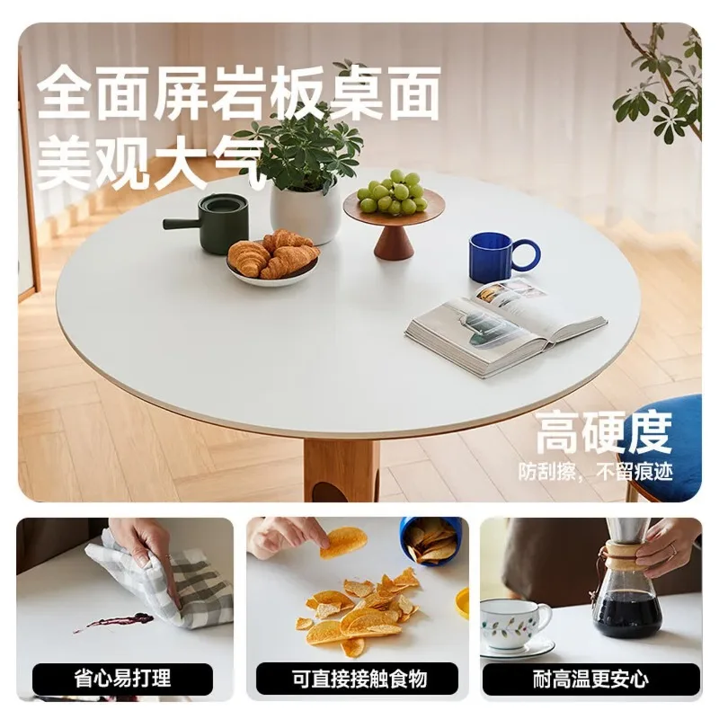 Solid wood dining table small apartment medieval household cherry wood retro dining table rock