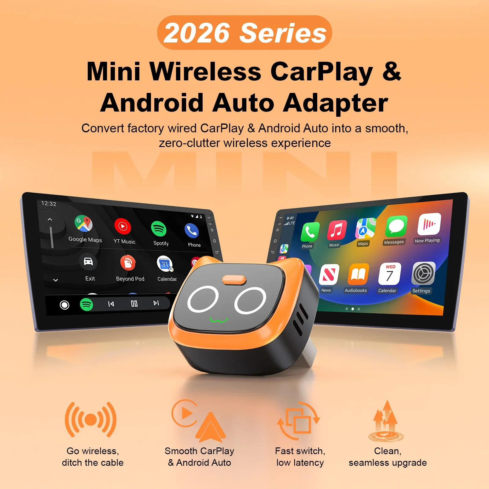 2 in 1 Wired to Wireless Carplay Android Auto Adapter WiFi Smart Dongle Plug and Play Auto Connect for Android Auto Wired Car
