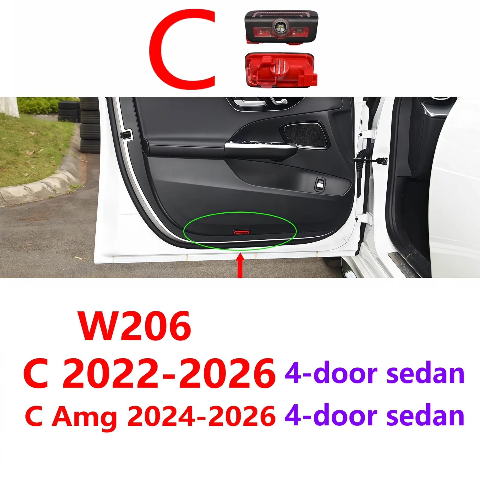 HD Für Mercedes Benz W205 W206 Klasse C Coupe Amg C205 S205 2010-2023 2017 2019 Led auto Tür Projektor Willkommen Licht Zubehör – Detail 3