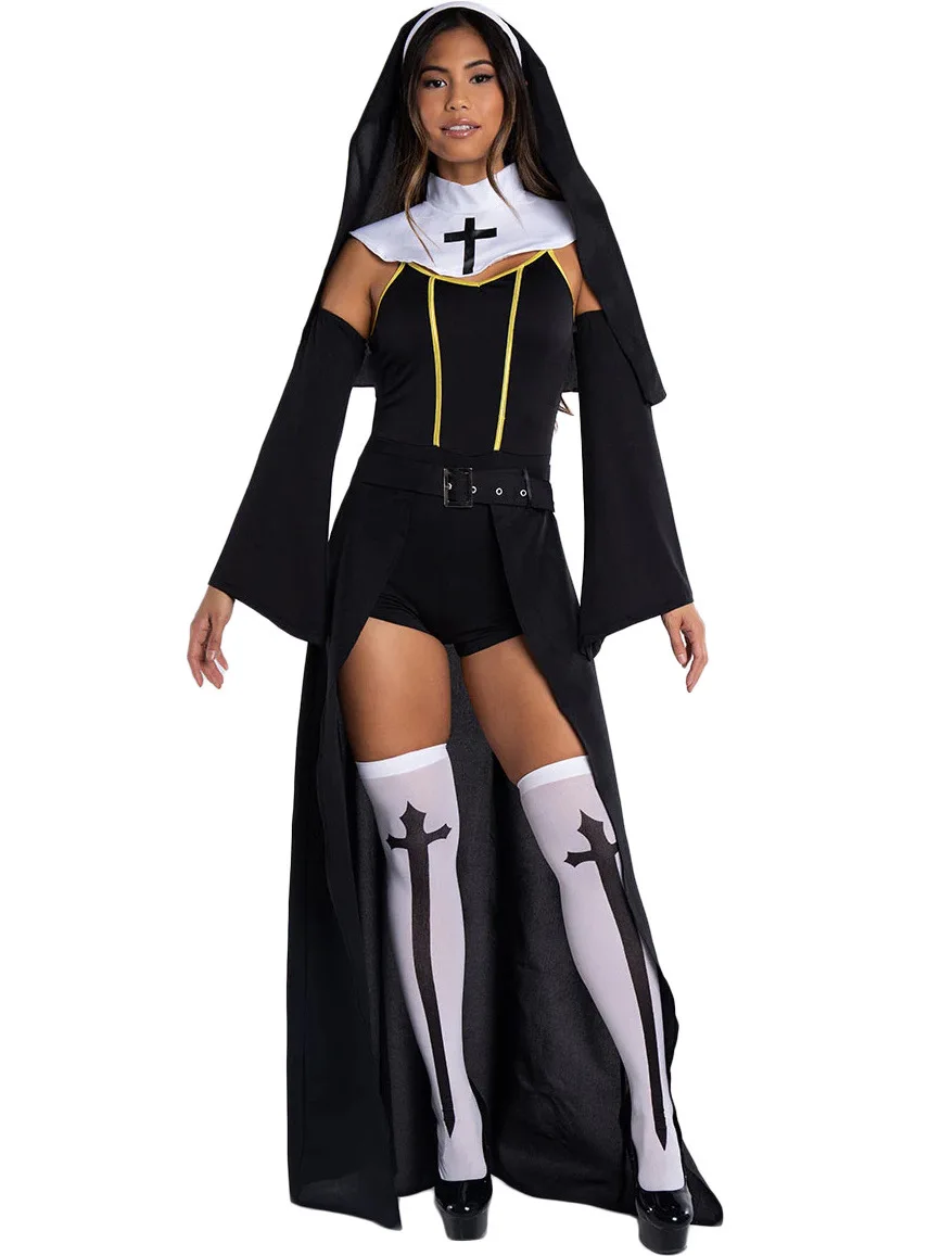 

Halloween Nun Costume Carnival Maria Role-playing Party Outfit Women's Festival Dress up Traditional Chinese Stage Costume