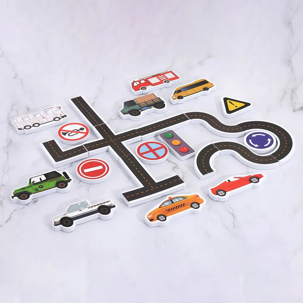 23 sztuki zabawka na wodę do kąpieli Sticky Wall City Traffic Car Road Rail Puzzle Vinyl 0-3Y 3-6Y 6-12Y 12y 14 Y Bath Features