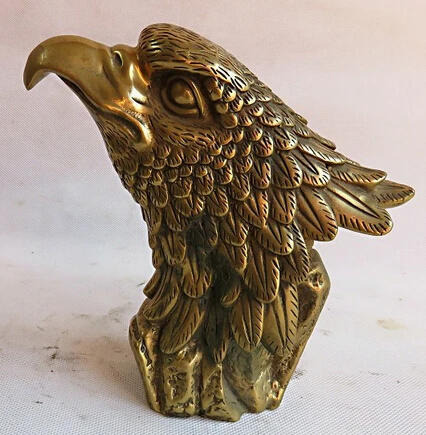 

Copper Brass CHINESE crafts Asian Elaborate Vivid Chinese Lucky Eagle Head Statue crafts decoration office lucky ornament