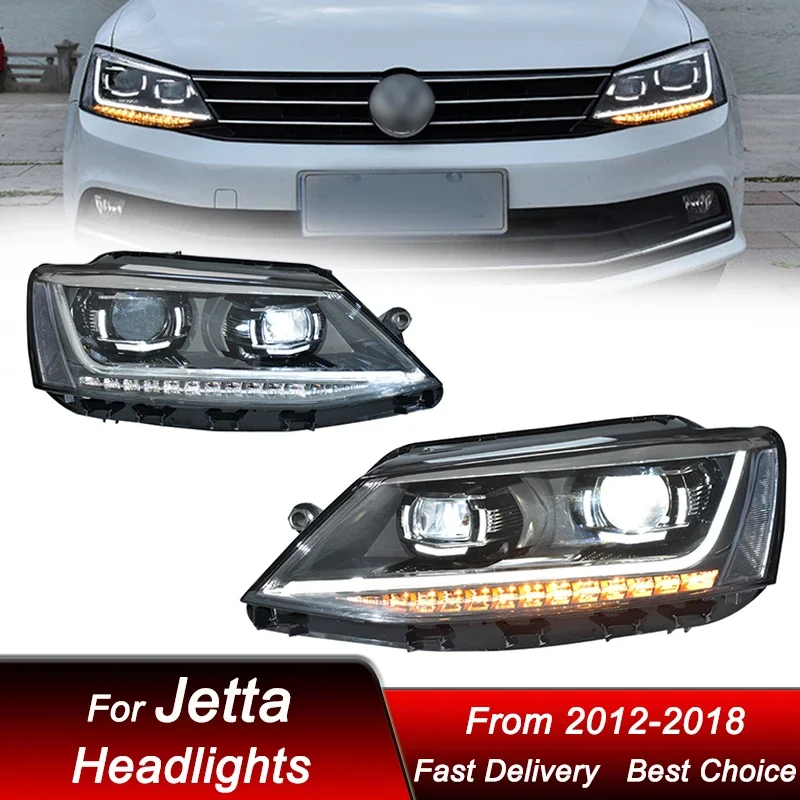 

Pop Car Headlights For Volkswagen VW Jetta MK5 2012-2018 B8 Style Full LED Auto Headlamp Assembly Projector Lens Accessories Kit