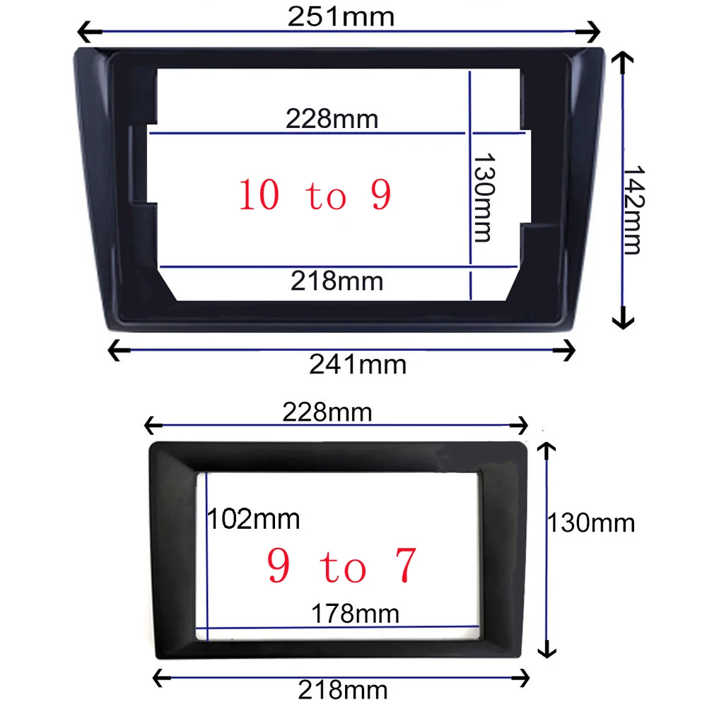 Marco de Radio de coche de 10 ''a 9'' a 7'', marco Universal para reproductor Android 2Din, marco de transformación de 7 pulgadas, conversiones de Panel de 10'' a 9''