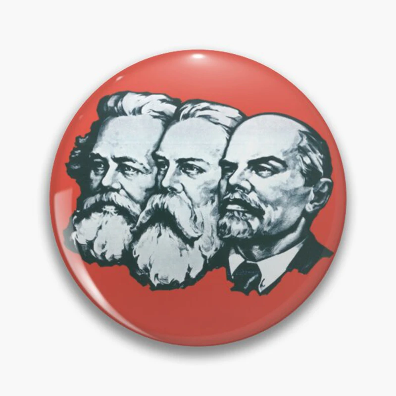 Communist Flag Sometimes History Needs a Push Brooch Pin Karl Marx Quote Lenin Proud Socialist Badge Collection Gift 58mm