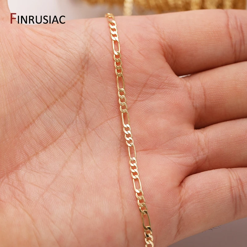 14K Gold Plated Copper Metal Cable Chain For Jewellery Making Wholesale Chains DIY Necklace Bracelet Material