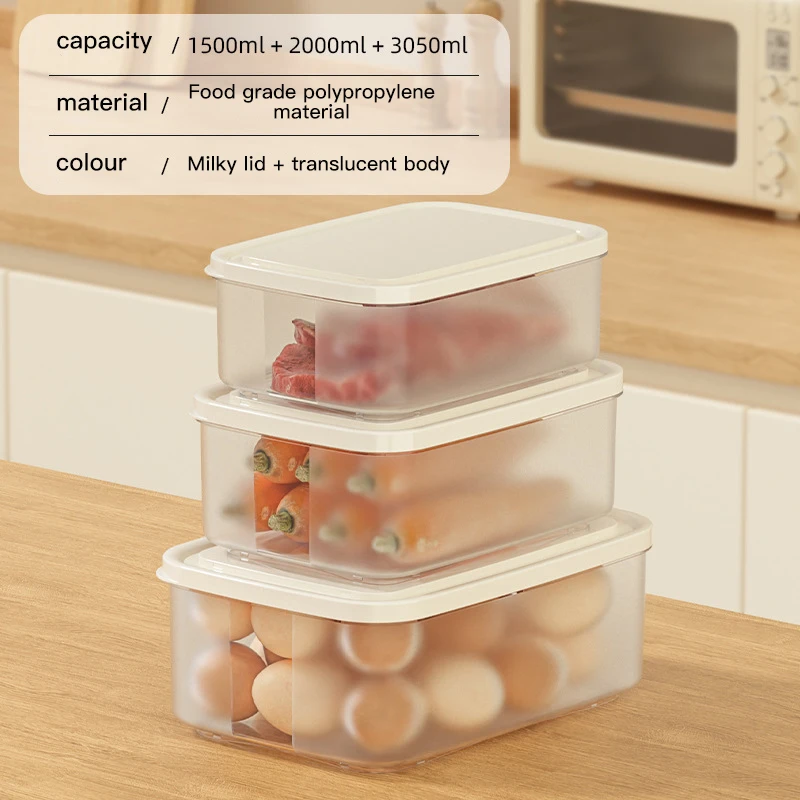 Cream Air Refrigerator Fresh-keeping Box Household Kitchen Food Freezing Sealed Fresh-keeping Box Food Grade Plastic Storage Box