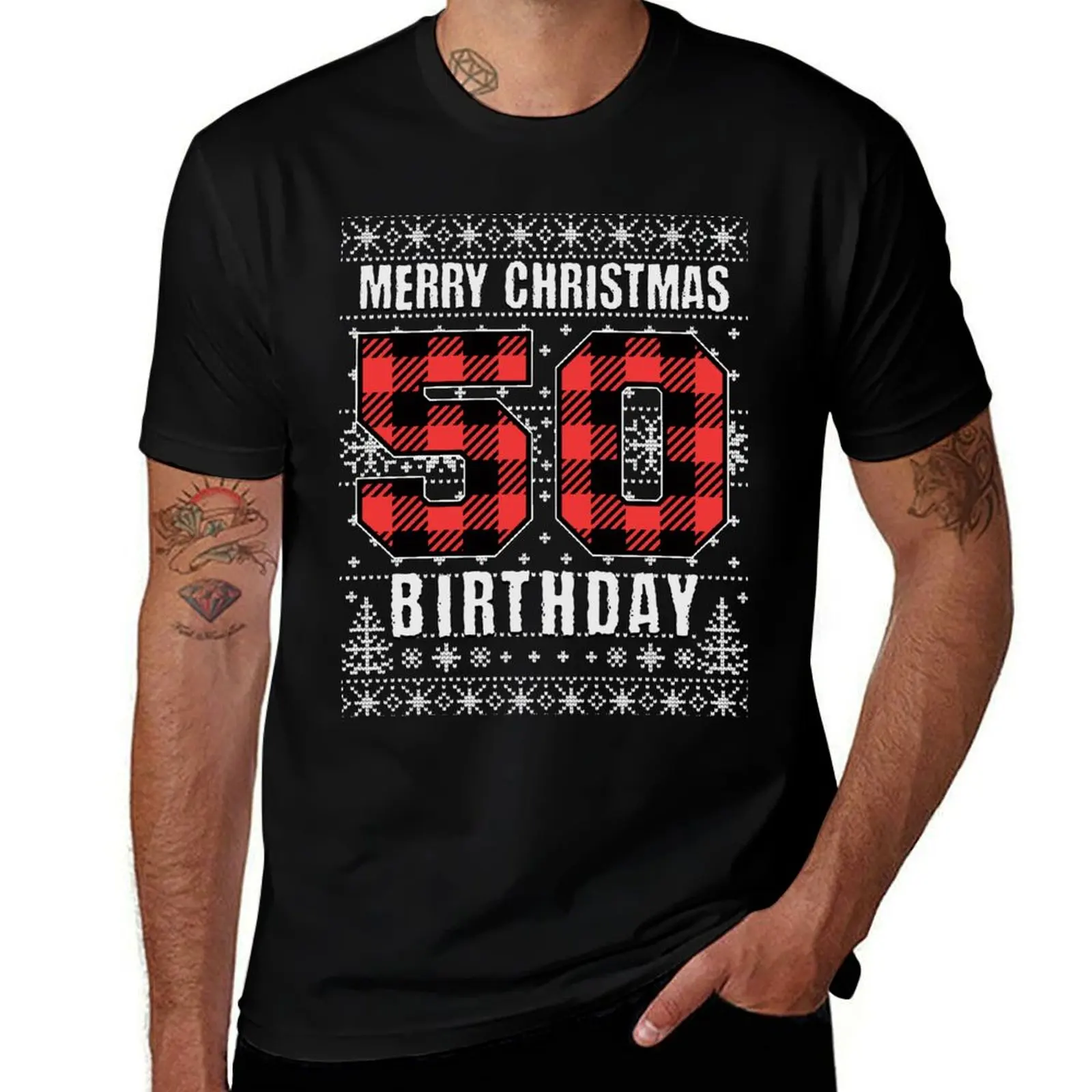 

Merry Christmas 50 Birthday, Ugly Christmas Sweater T-Shirt t shirt man luxury graphic t shirts for man T-Shirt