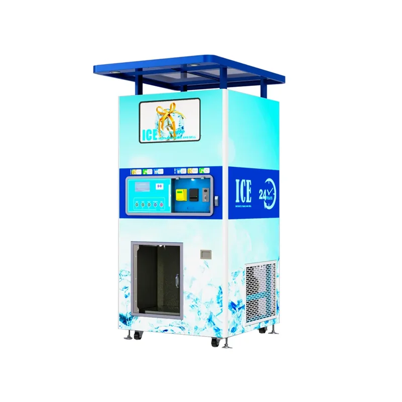 Smart Coin Operated Nugget Ice Cube Maker Machine Vending Kiosk Commercial Ice Cube Machine Block Ice Plunge with auto bagging