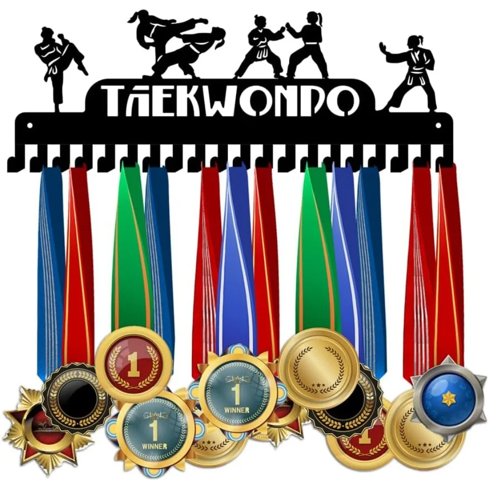 Taekwondo-Medaillenaufhänger, Display, 20 Haken, Medaillenhalter, Wandhalterung, Aufhänger, Dekor, Trophäenregal, Auszeichnungsregal, Auszeichnungsband