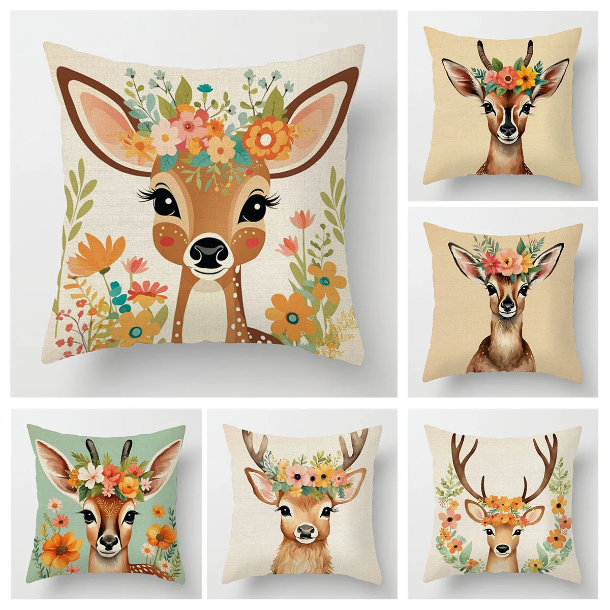 

Nordic Style Abstract Cartoon Animal Cushion Cover Simple Living Room Sofa Decoration Office Nap Pillow Case 45x45cm