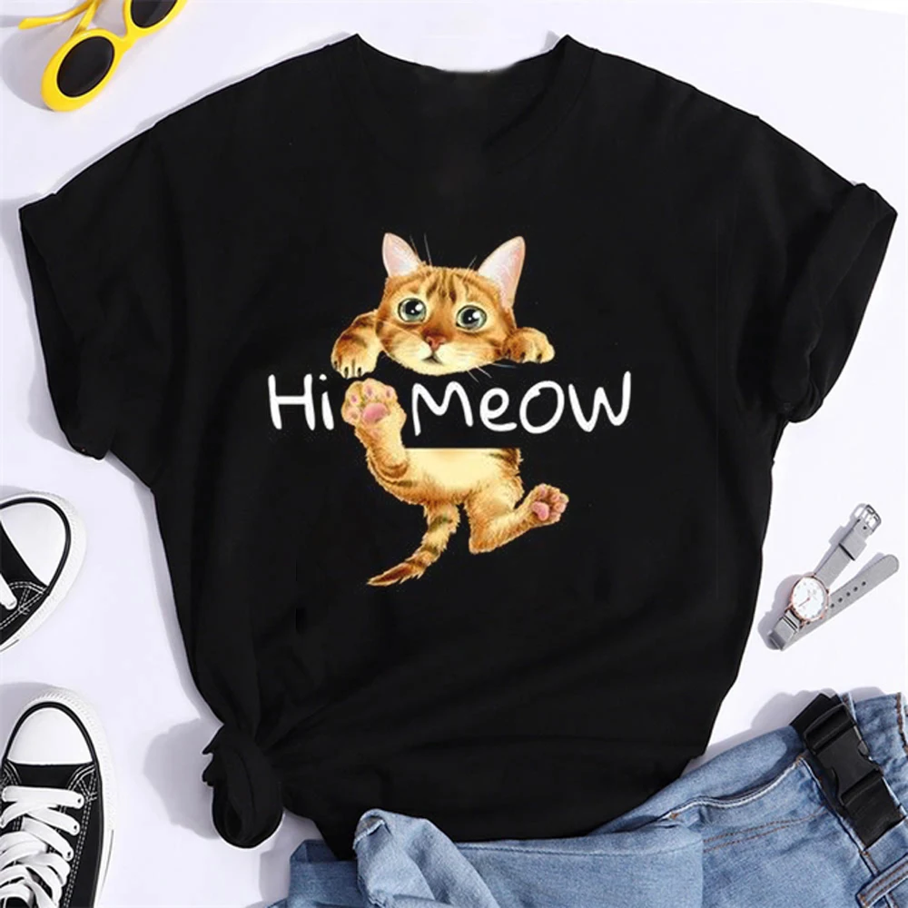 Cute Un Deux Trois Cat T-shirt Funny Cat Mom Gift Tshirt Summer Short Sleeve Cat Lover Graphic Tees Tops Outfits Drop Shipping