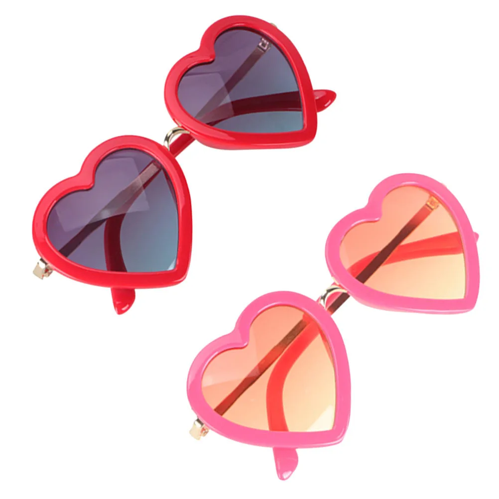 

2Pcs Kids Heart Design Sunglasses Anti-Uv Decorative Party Glasses Fashion Eyewear Children Red Rosy Colors Child Sunglasses