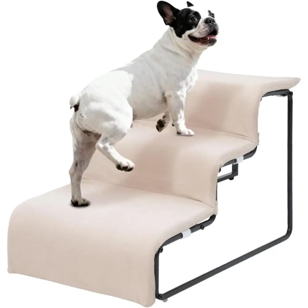 

3-Step Pet Stairs with Soft Cushions - Easy Climbing for Small & Medium Pets Bed, Chair, Sofa, Windowsill Sturdy & Safe