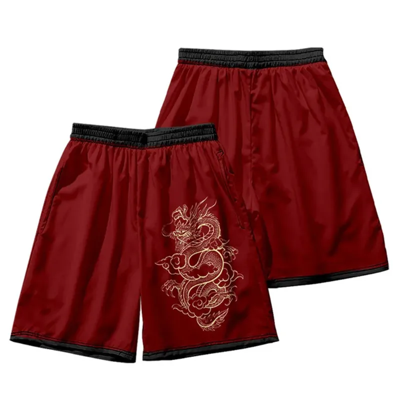 New men's summer shorts loose and luxurious shorts 3D printed casual Chinese Dragon print Harajuku ancient style shorts