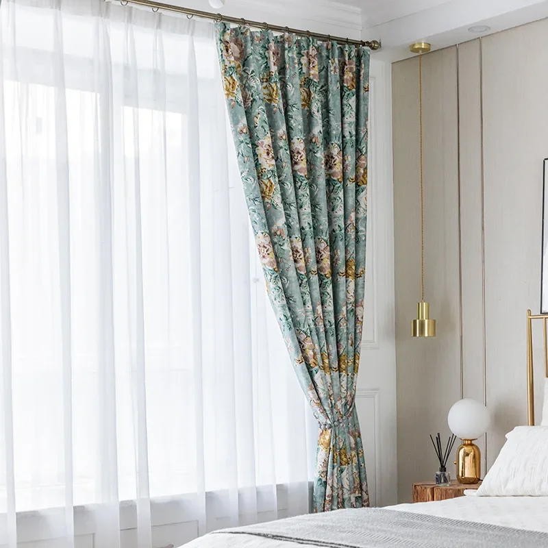 

Custom Size Modern Curtains for Living Dining Room Bedroom Light Luxury Printed Fabric Nature Vertically Modern White Tulle