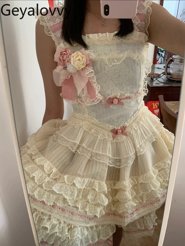 Cintura alta fino ajuste camada suspender vestido verão arco laço doce bonito meninas sem mangas festa de aniversário bolo vestidos curtos