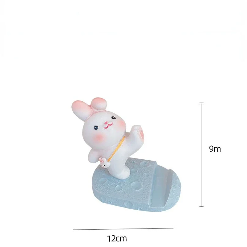 1PC Cute Resin Rabbit Phone Holder Universal Mobile Phone Stand Holder Bracket Ornaments Toys Home Office Desktop Decoration