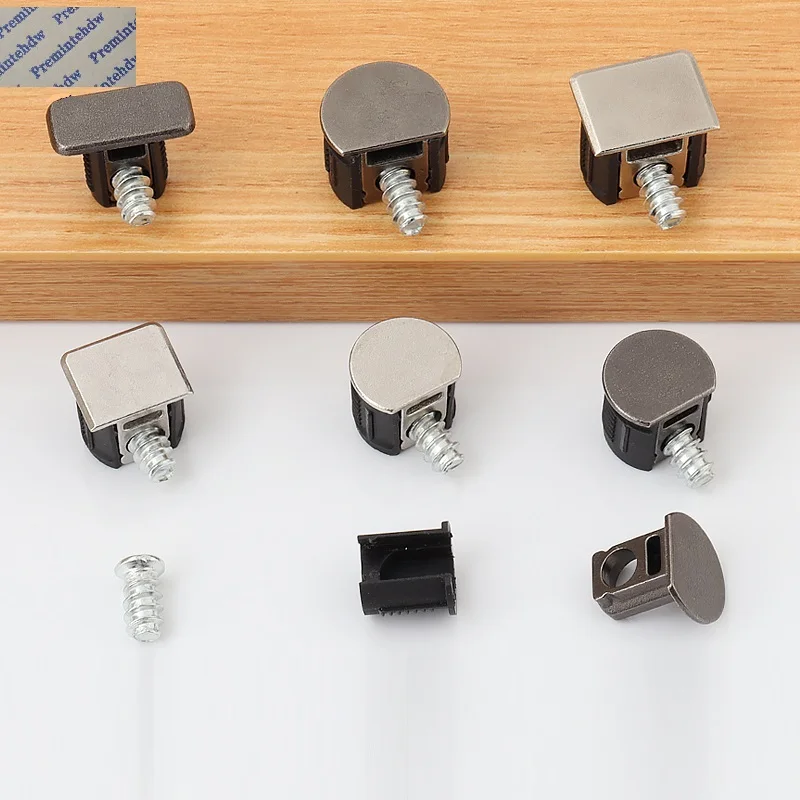 

40Pcs Silver Nickel Gun Black Concise Furniture Cabinet Shelf Holder Support Half Circle Square Rectangle