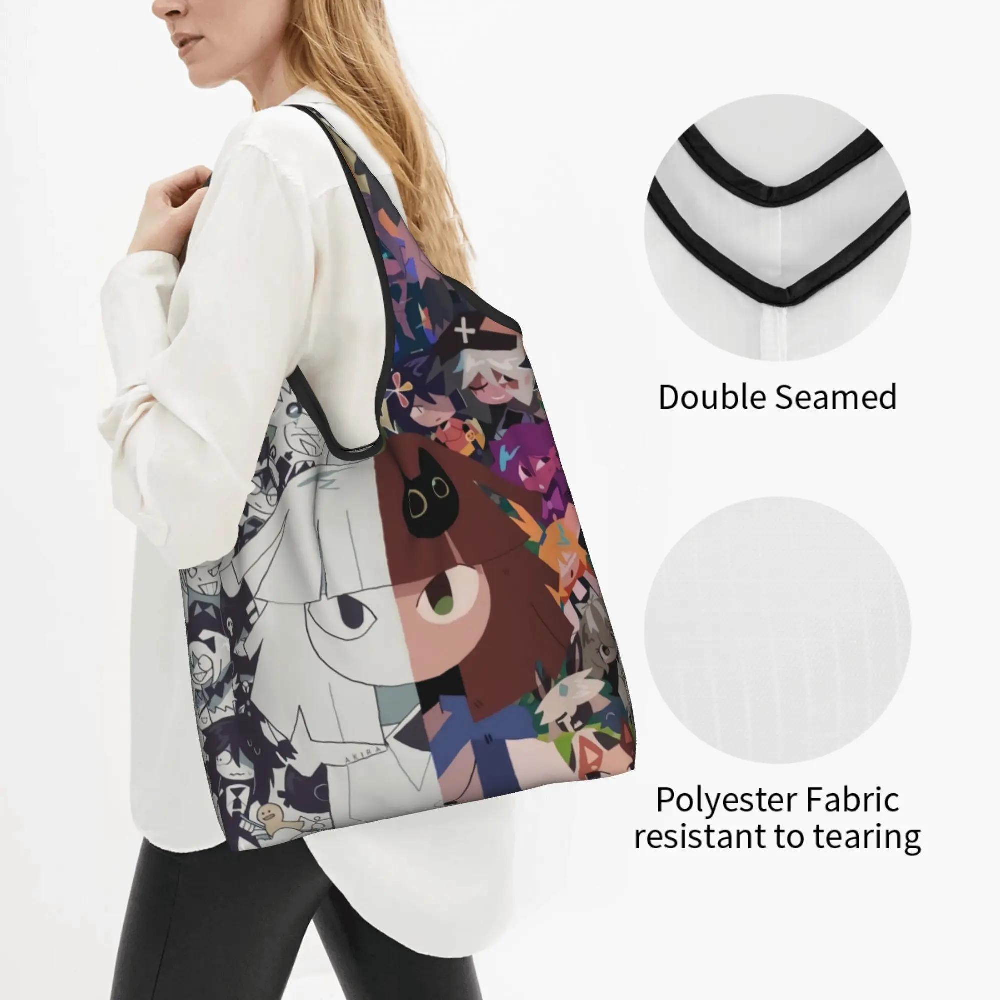Reusable Cartoon  Miss Circle Anime  Shopping Bag Women Tote Bag Portable  Grocery Shopper Bags