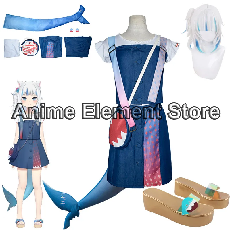 Virtual YouTuber Gawr Gura Cosplay Costume Catshark Casual Outfit Hololive Cosplay Costumes Wig Halloween