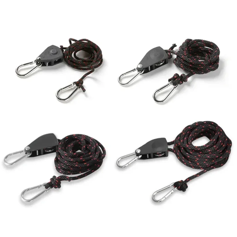 

4Pcs Tent Wind Rope Tensioner Adjustable Pulley with Carabiner Camping Hiking Outdoor Nylon Rope Fastener Stopper Tightener