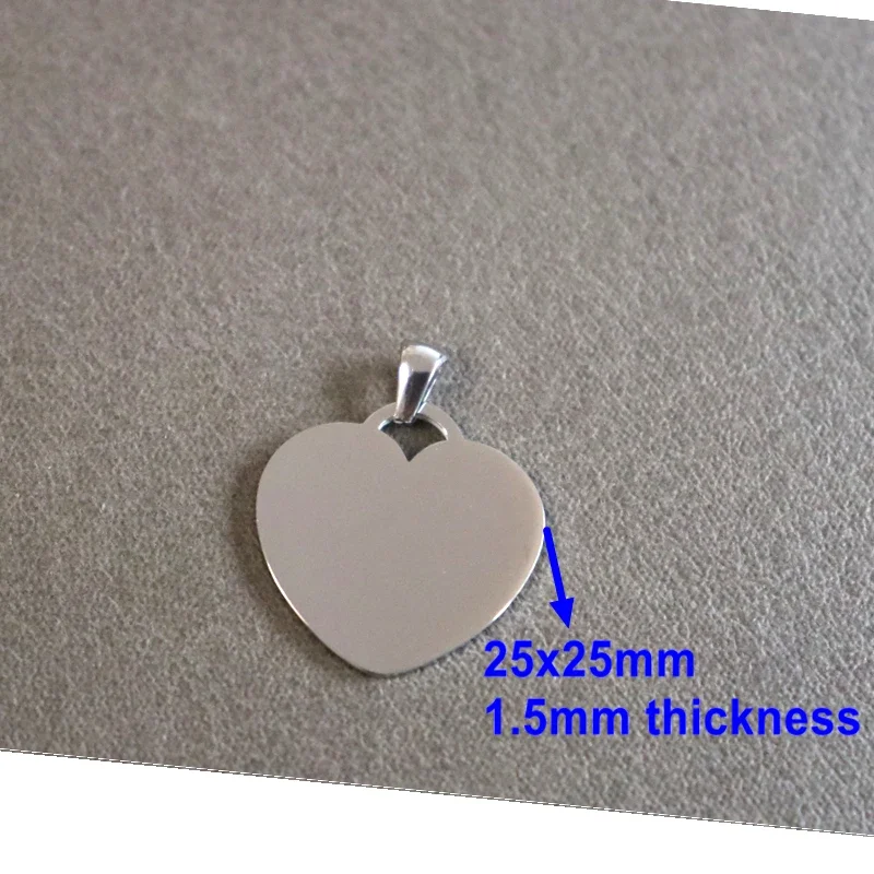 20Pc/Lot Mirror Polished Blank Heart Charms PVD Plated Stainless Steel Pendant for Engraving Record DIY Necklaces Jewelry Making