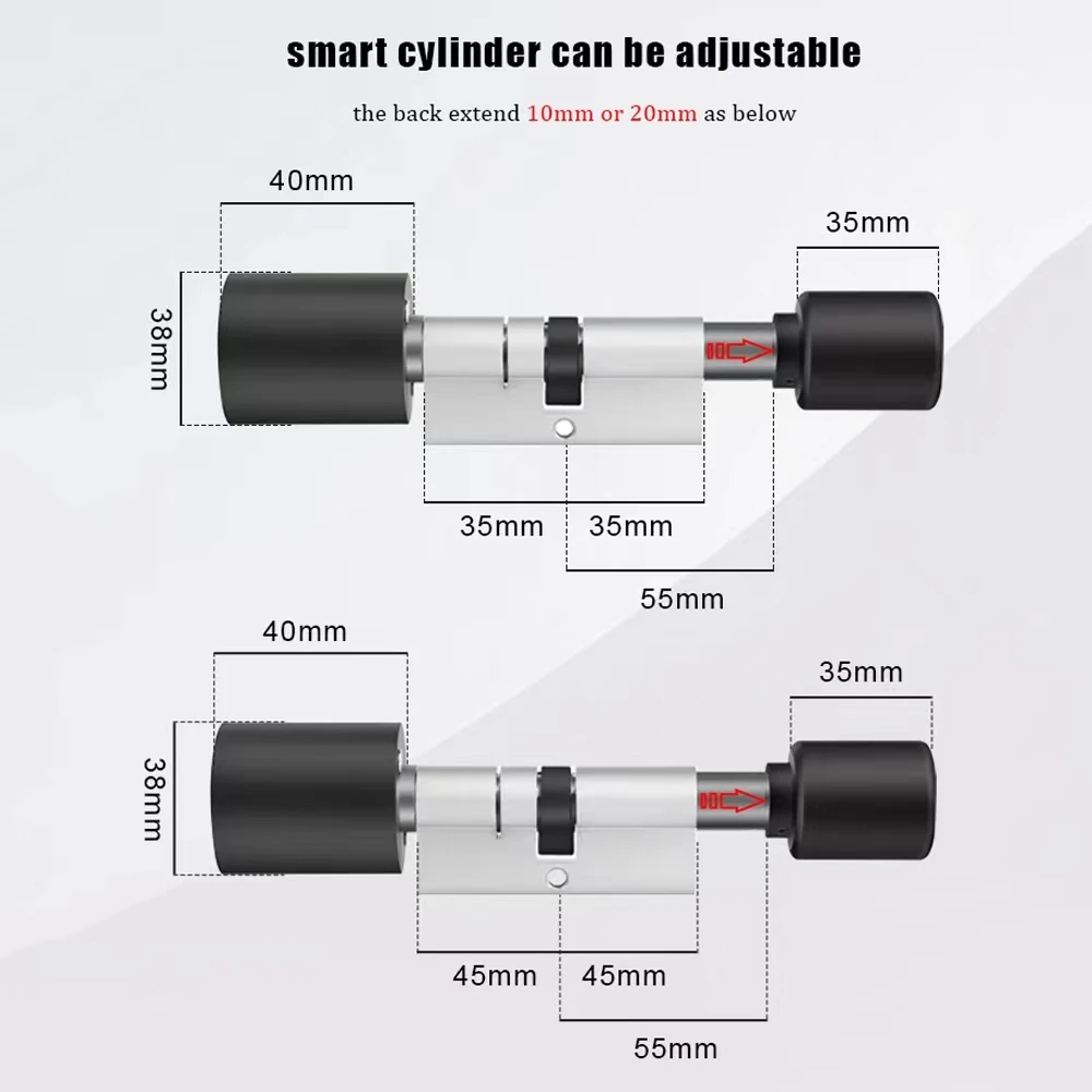 Tuya-cerradura de cilindro inteligente con huella dactilar, biométrica, Bluetooth, APP, Euro ajustable, Digital, electrónica, puerta inteligente,