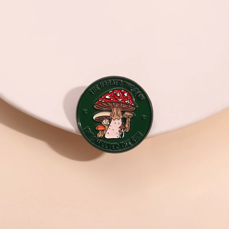 The Haroer The Rain Enamel Pin The Sweeter The Sun Cute Mushroom Brooches Lapel Badge Natural Plants Jewelry Wholesale Gift