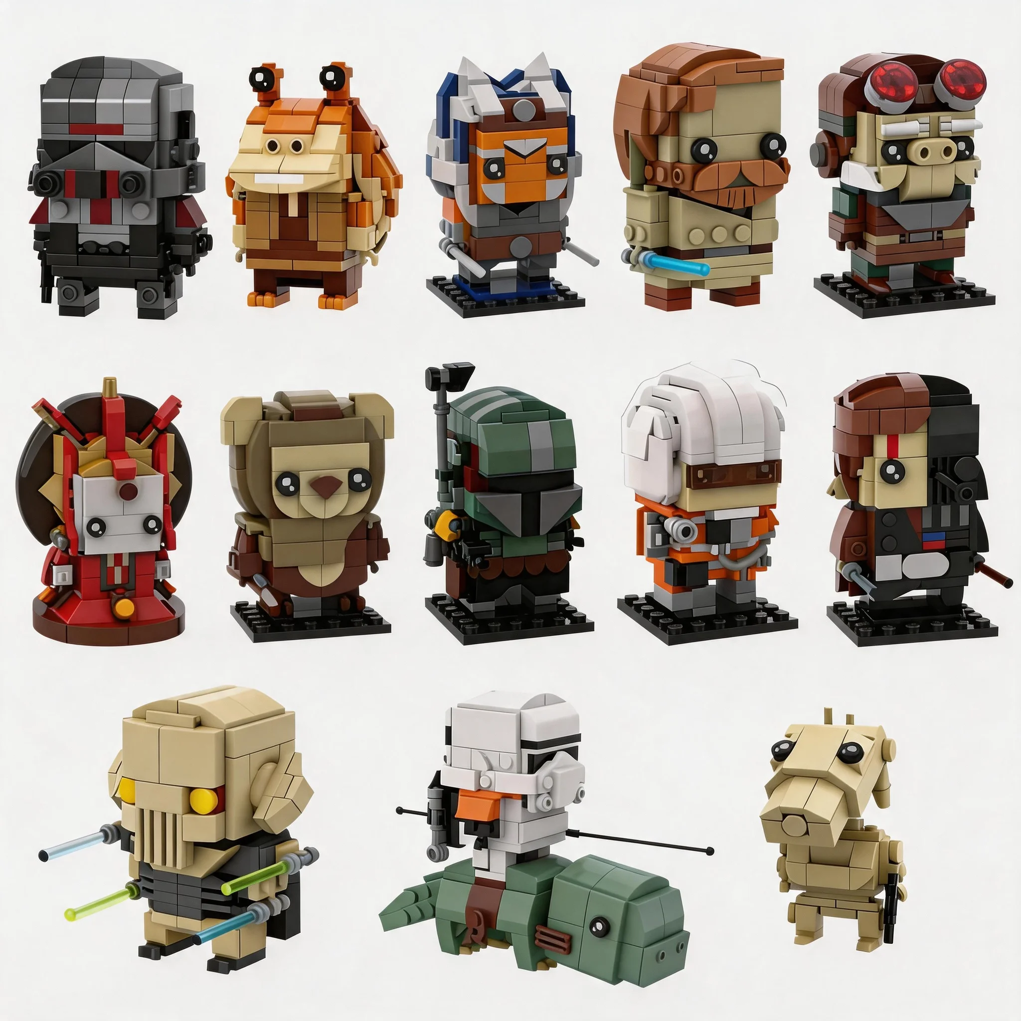 moc-スターウォーズフィギュアベイダー-アナカインドクイーンジャービンクスドジェネラルグリーヴスビルディングブロックおもちゃギフト用大人子供のおもちゃ