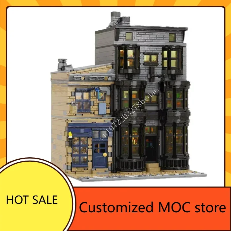 

3664 шт., хит продаж, головоломка Diagon Alley Ollivanders Scribbulus MOC StreetView, креативный подарок на день рождения, Рождество для детей в возрасте