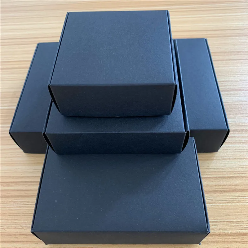 

50pcs Multi Size Cute Square Black Packaging Box Wedding Party Favor Supplies Handmade Soap Chocolate Candy Gift Box