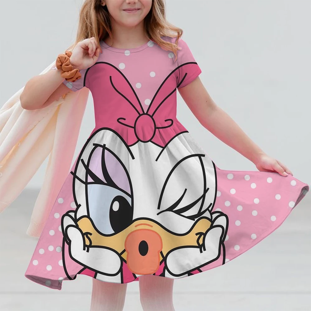 

Disney Summer Girls Cute Cartoon Mickey Mouse Dress Fashion Trend Dress Kids Daily Casual Stylish Short Sleeve Clothing Outfit