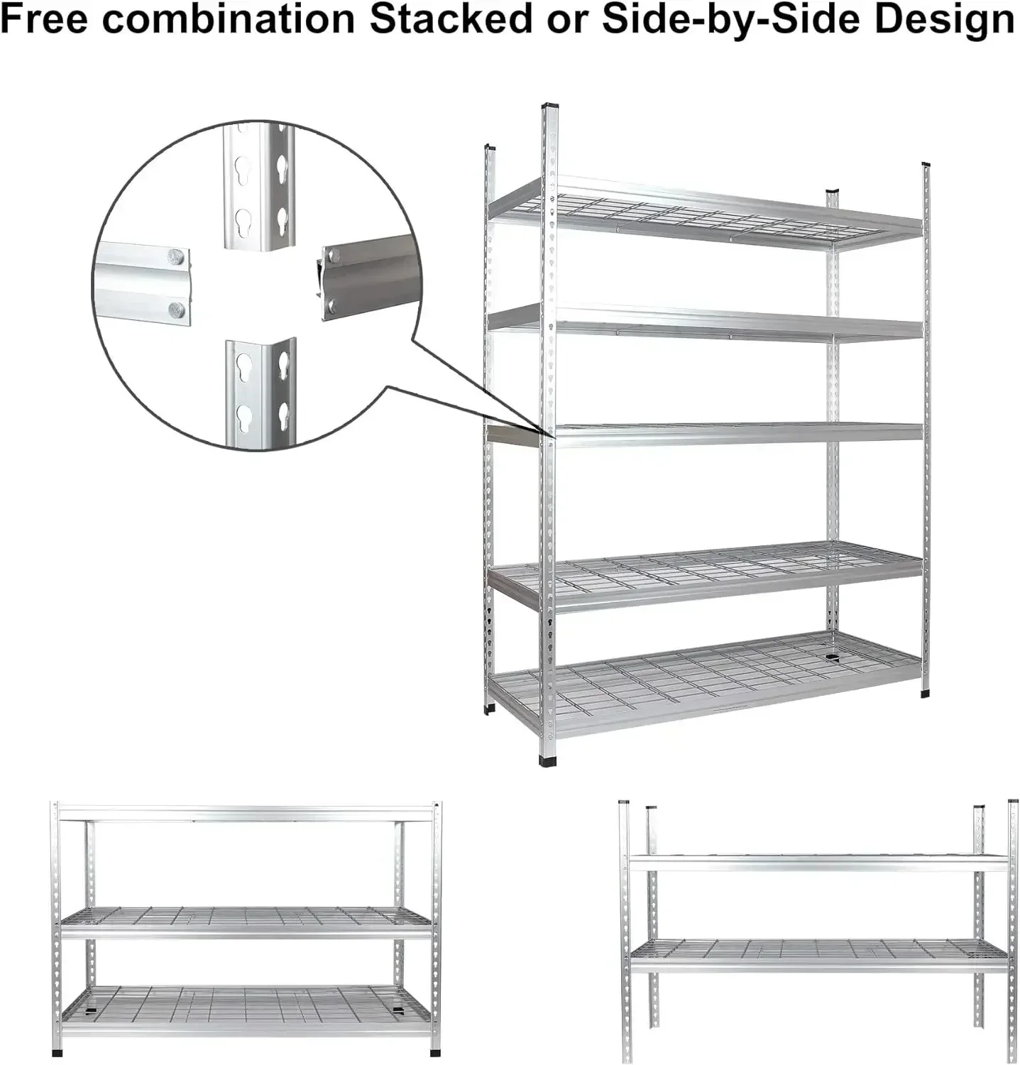 Amazon Basics Heavy Duty Storage Shelving Unit, Double Post, 5 Shelf, High-Grade Aluminum, Silver, 60 x 24  78 Inch