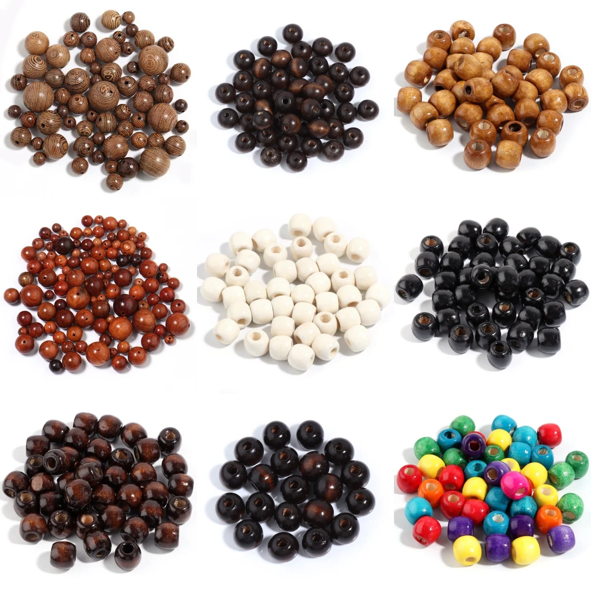 20-500Pcs Natural Wood Beads Round Stripe Loose Spacers Wooden Beads Charms for Jewelry Making DIY Necklace Bracelet Accessories