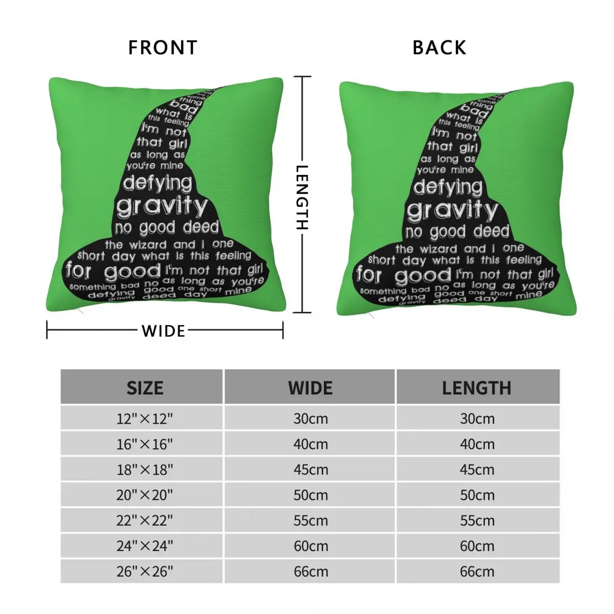 Wicked Elphie Pillowcase Polyester Linen Velvet Printed Zip Decor Pillow Case Home Cushion Cover