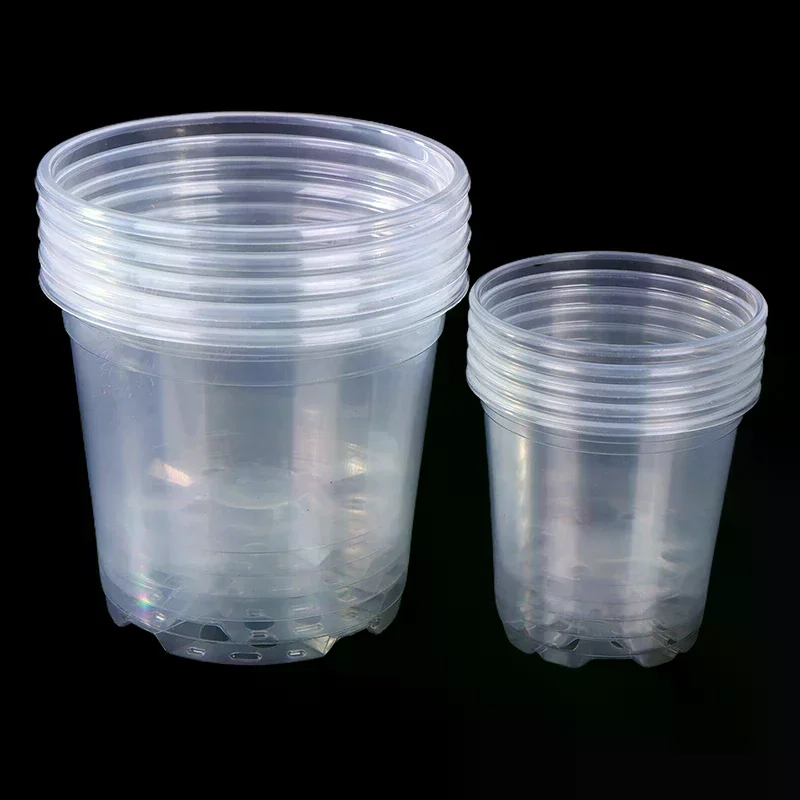 5Pcs Transparent Plastic Flowerpot Drainage Hole Pot Gardening Root Growth Visibility For All Plants Water Damage Protection