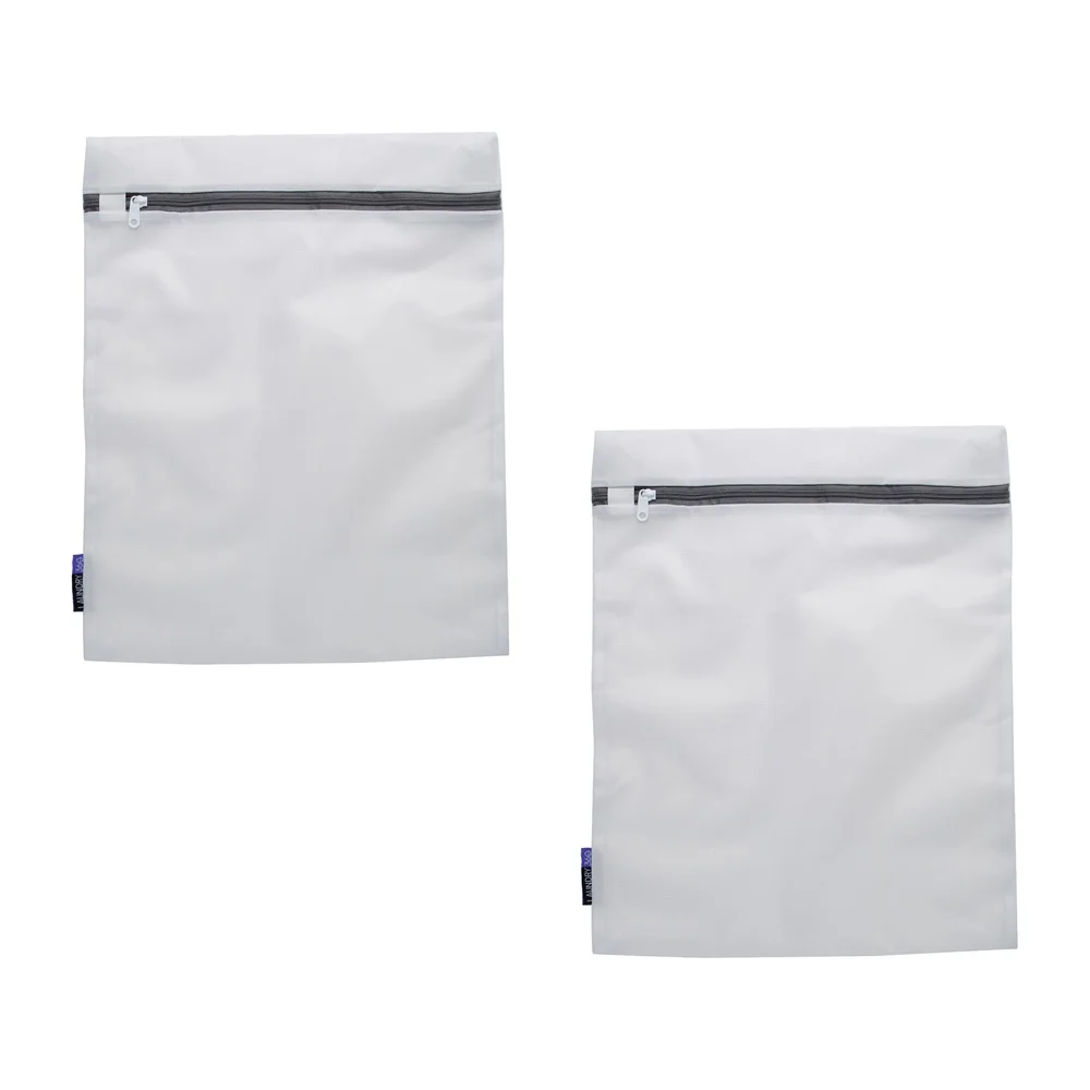 2 Pack Large 18x15 Mesh Wash Bags Delicates Odorless Anti-Microbial Zipper Guard Durable Micro Mesh Protects Clothes