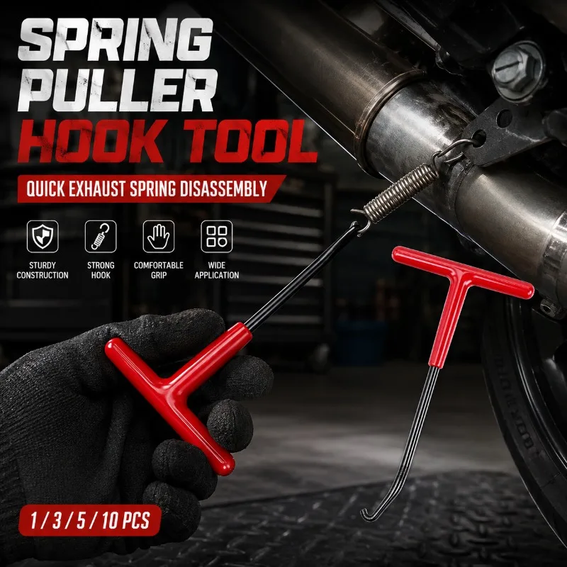 1/3/5/10PCS T-Handle Spring Puller Hook Tool for Motorcycle Exhaust Hanger Brake Shoe Clutch Side Stand Spring Removal Repair